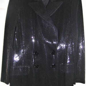 St. John Four Piece Black Sequin Knit Evening Suit